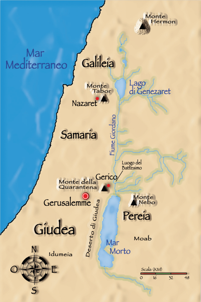 Sul Monte della Quarantena Djebel Qarantal – Gesù fu tentato per quaranta giorni.